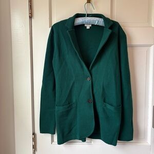 J. Crew Dark Green Thick Knit Blazer Cardigan Size XS